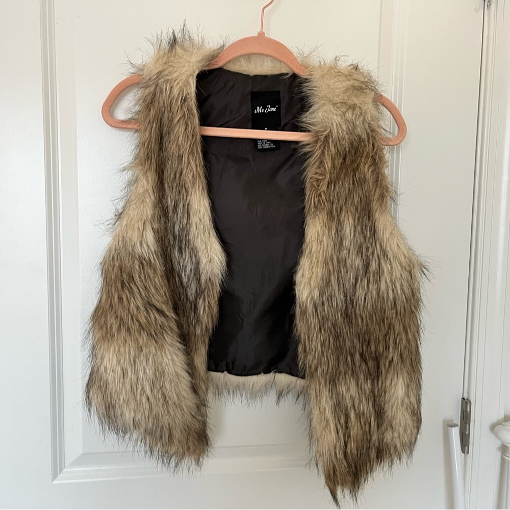 Striped Faux Fur Vest